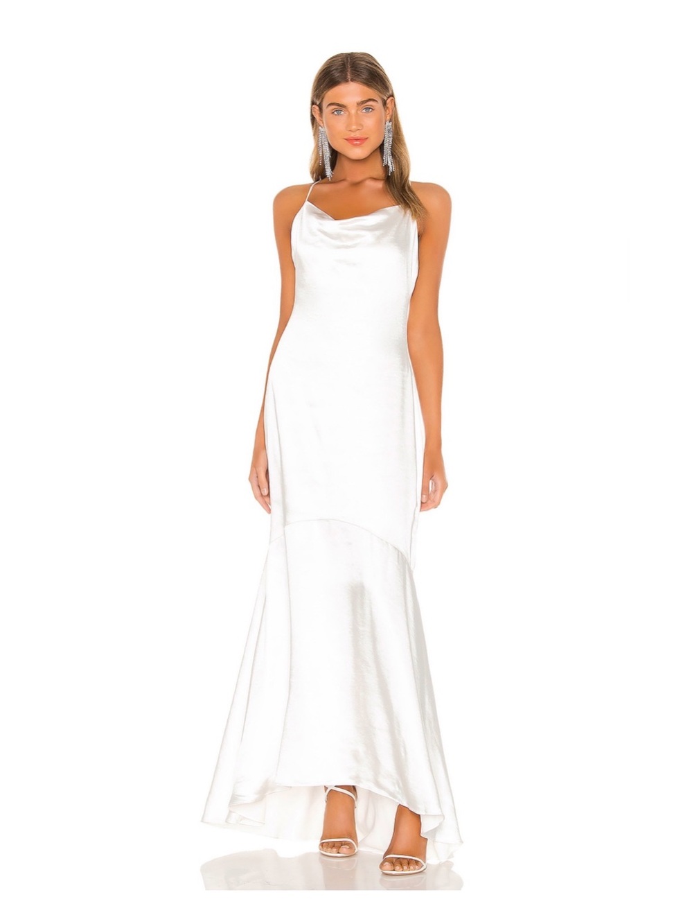 Elliatt Ivory Satin Aisle dress Cowl-Neck Maxi Dress